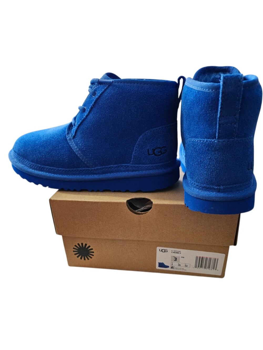 UGG Kids Neumel II Royal Blue Suede Chukka Lace Up Boots Unisex Size 3​ NEW